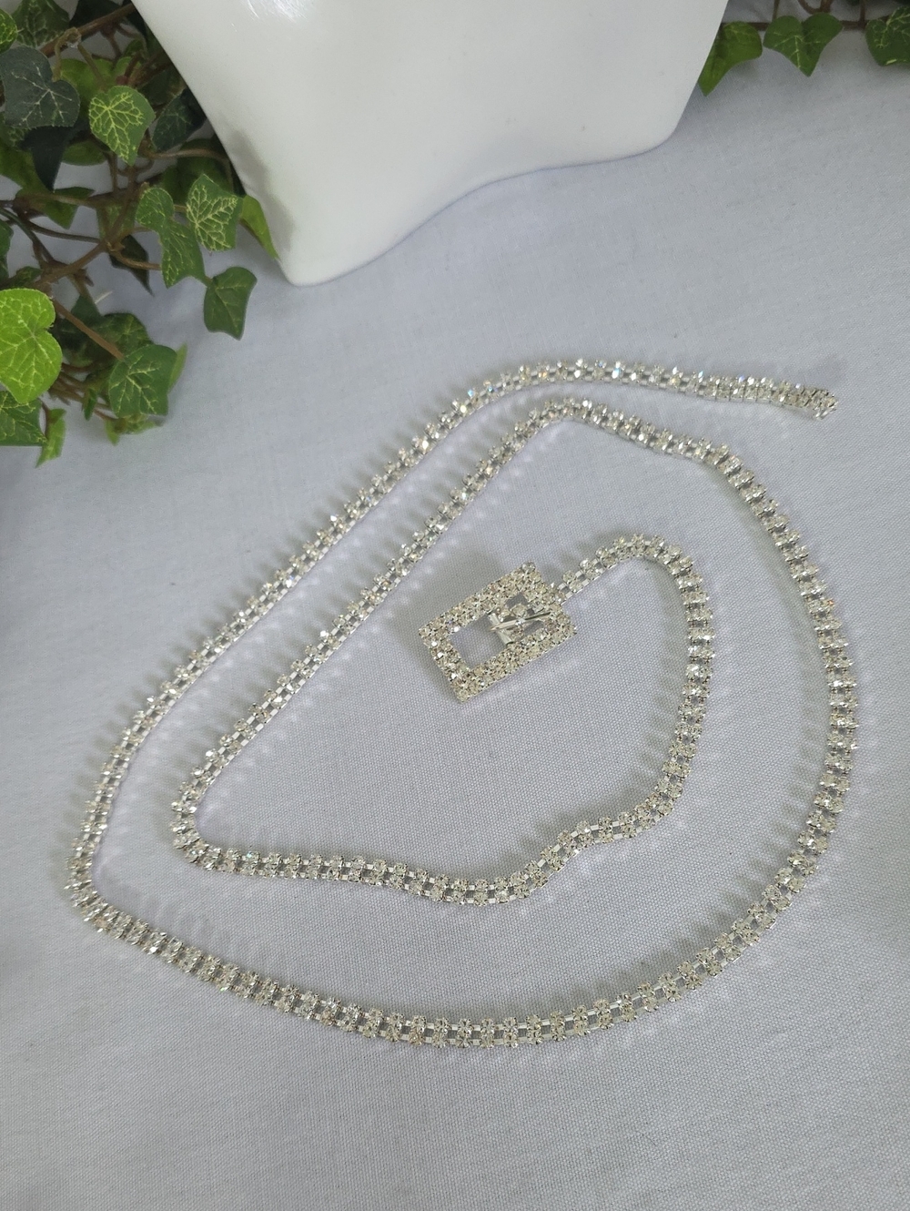 Silver with Rhinstones Glam Thin Belt